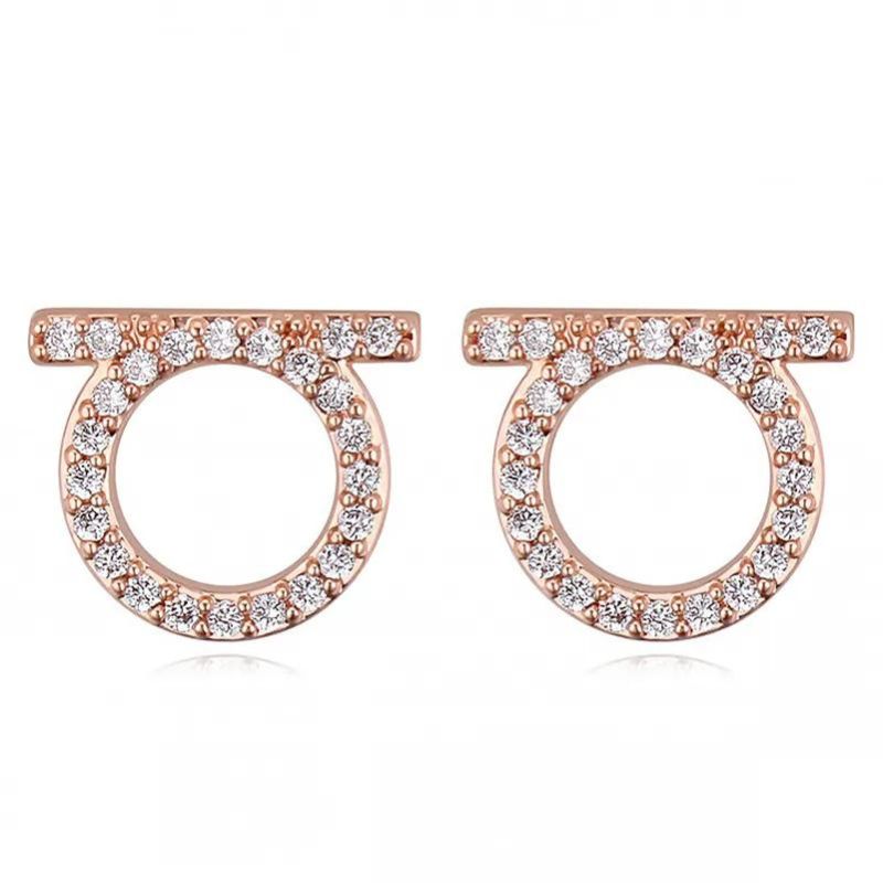 Aretes Rocío Estilo Simple Ronda Con Circón