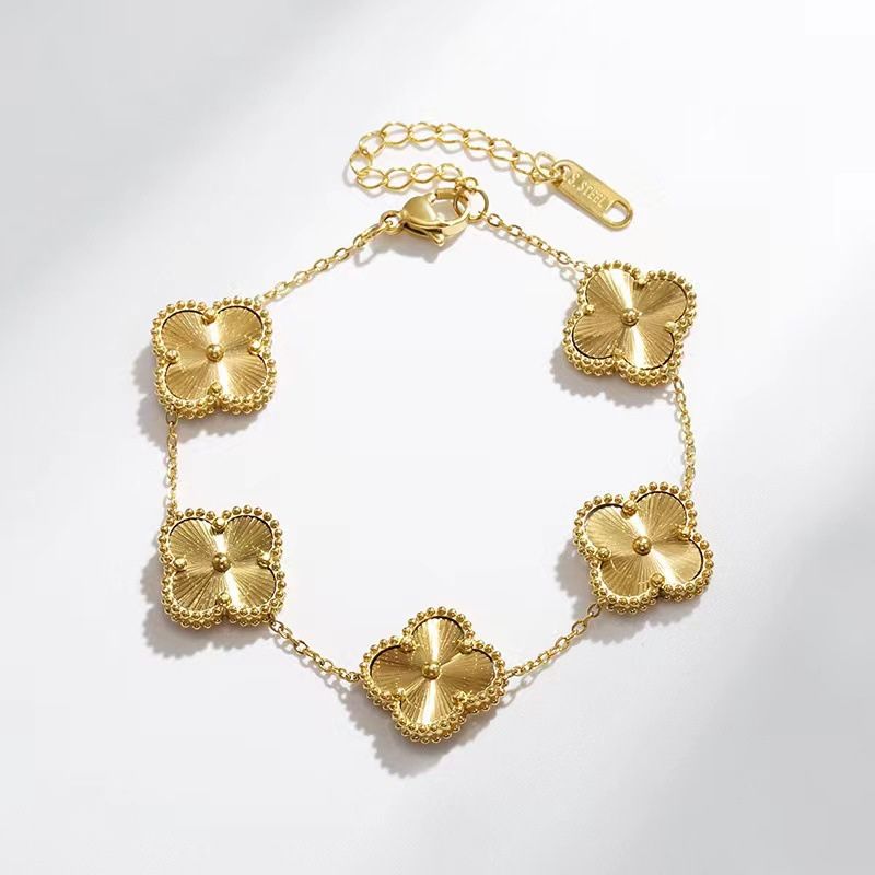 Pulsera Inés Trébol Color Oro Y Plata