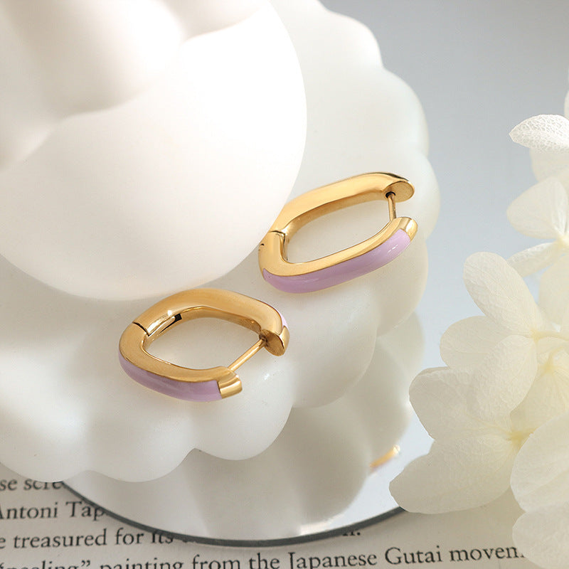 Aretes Blanca Ronda Con Esmalte