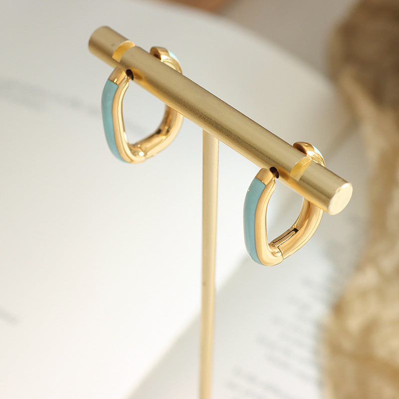 Aretes Blanca Ronda Con Esmalte