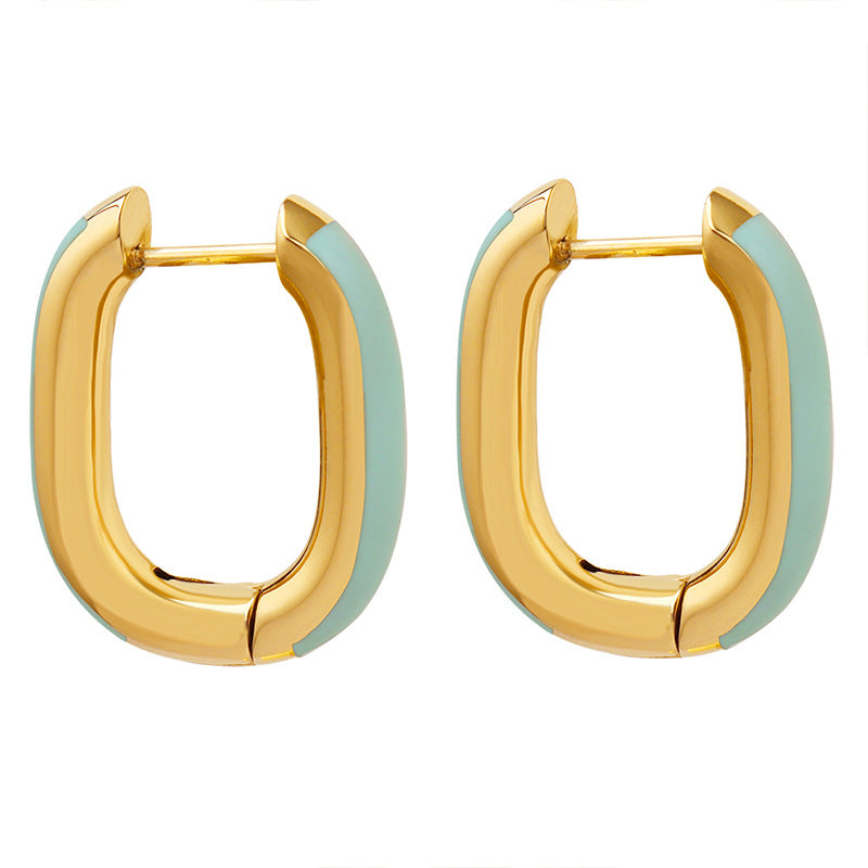 Aretes Blanca Ronda Con Esmalte