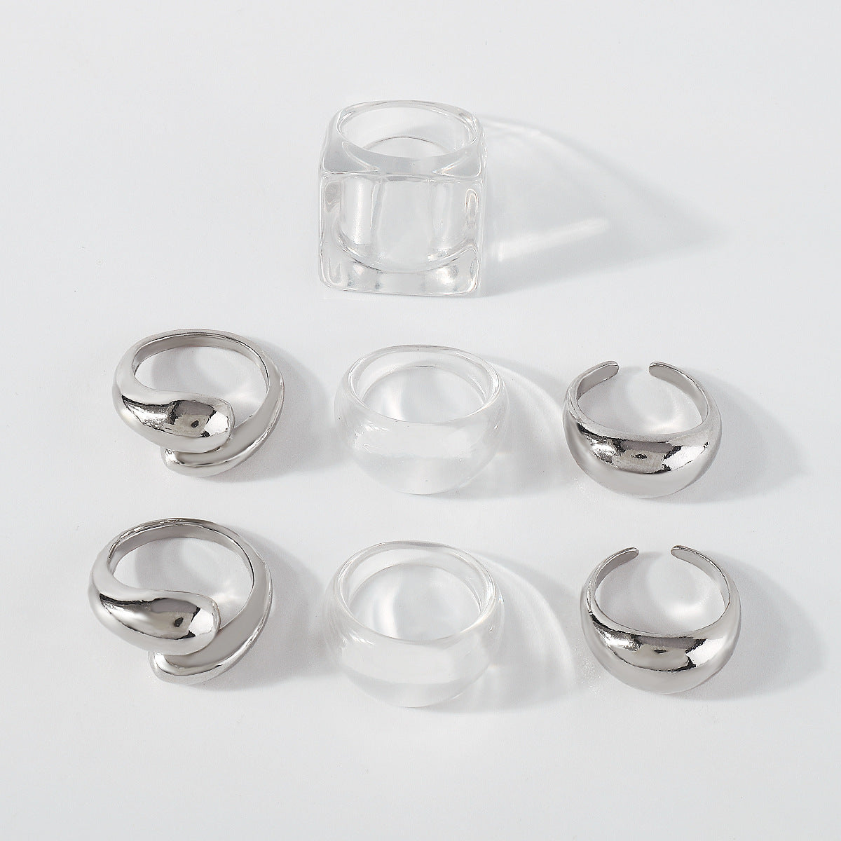 Anillo Duna Color Plata Transparente